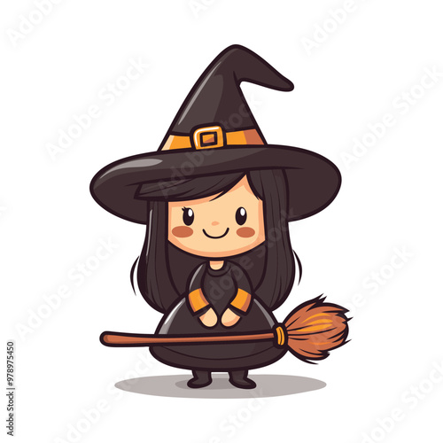 Cute Witch Vector Design Halloween Clipart