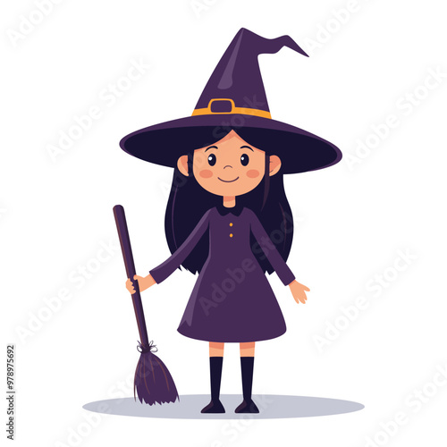 Cute Witch Vector Design Halloween Clipart