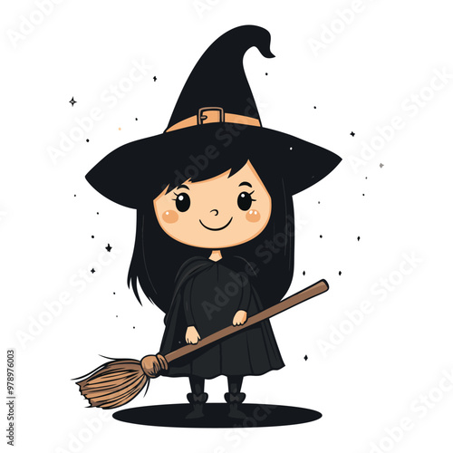 Cute Witch Vector Design Halloween Clipart