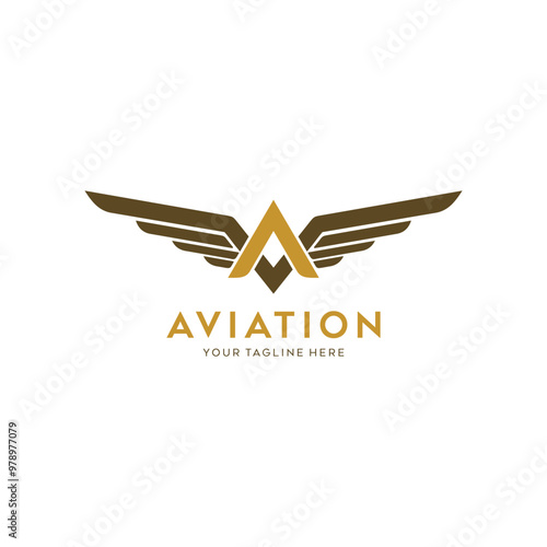 A and V letter logo with wing elements