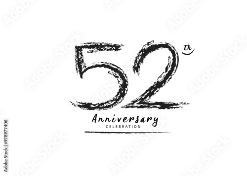 Wallpaper Mural 52 Years Anniversary Celebration logo black paintbrush vector, 52 number logo design, 52th Birthday Logo, happy Anniversary, Vector Anniversary For Celebration, poster, Invitation Card Torontodigital.ca