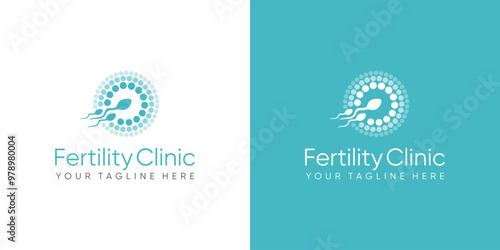 Fertility clinic logo. sperm symbols healthcare fertility pregnancy women. logo design vector.