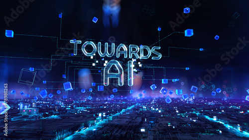 Towards AI - businessman working with virtual reality at office.