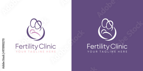 Fertility clinic logo. sperm symbols healthcare fertility pregnancy women. logo design vector