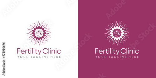 Fertility clinic logo. sperm symbols healthcare fertility pregnancy women. logo design vector.