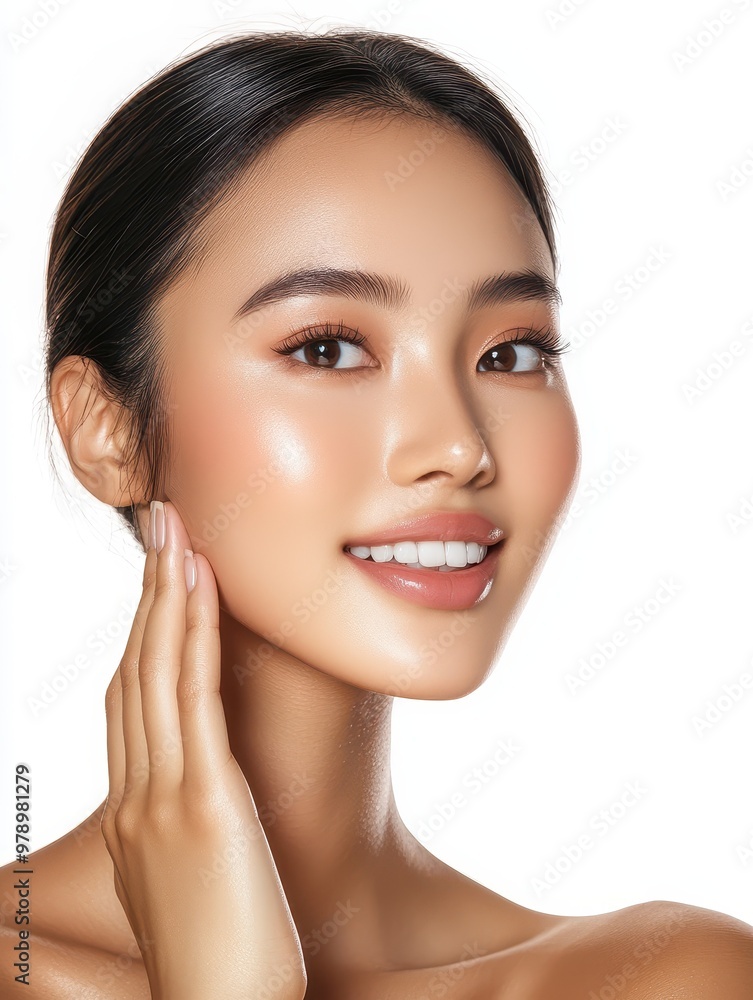 Portrait of a Beautiful Young Woman with Smooth Skin and a Bright Smile Portrait of a Beautiful Young Woman with Smooth Skin and a Bright Smile
