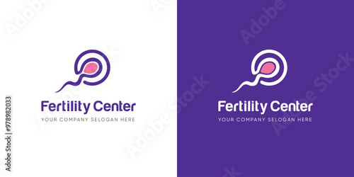 fertility clinic logo. This concept is a visual representation of helping a couple's Pregnant to quickly have children