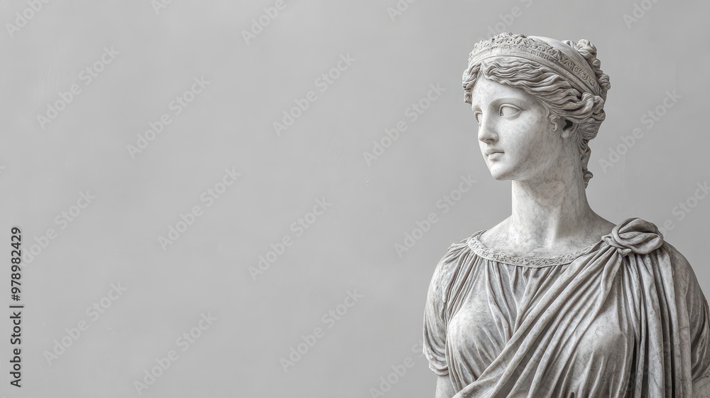 Naklejka premium Classical Greek Sculpture of Woman with White Background