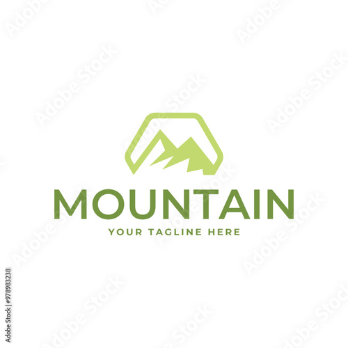 Mountain logo, Peak logo design vector template