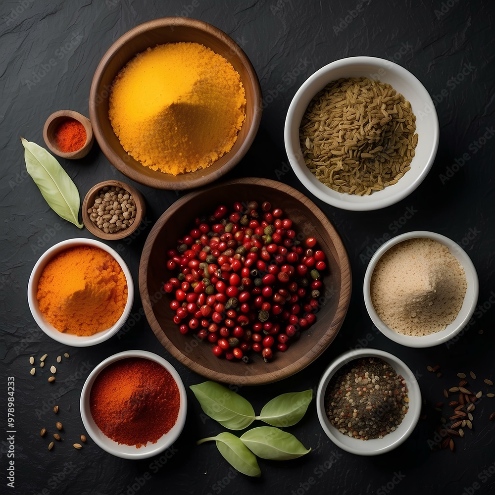 Top View of Cooking Ingredients with Vibrant Spices and Salsa – Culinary Art Photography Top View of Cooking Ingredients with Vibrant Spices and Salsa – Culinary Art Photography