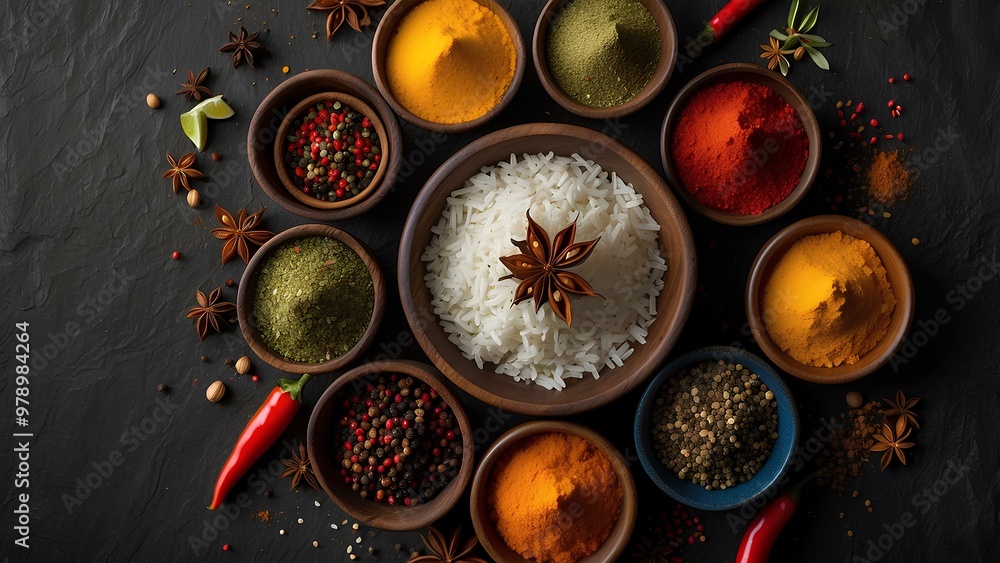 Top View of Cooking Ingredients with Vibrant Spices and Salsa – Culinary Art Photography Top View of Cooking Ingredients with Vibrant Spices and Salsa – Culinary Art Photography