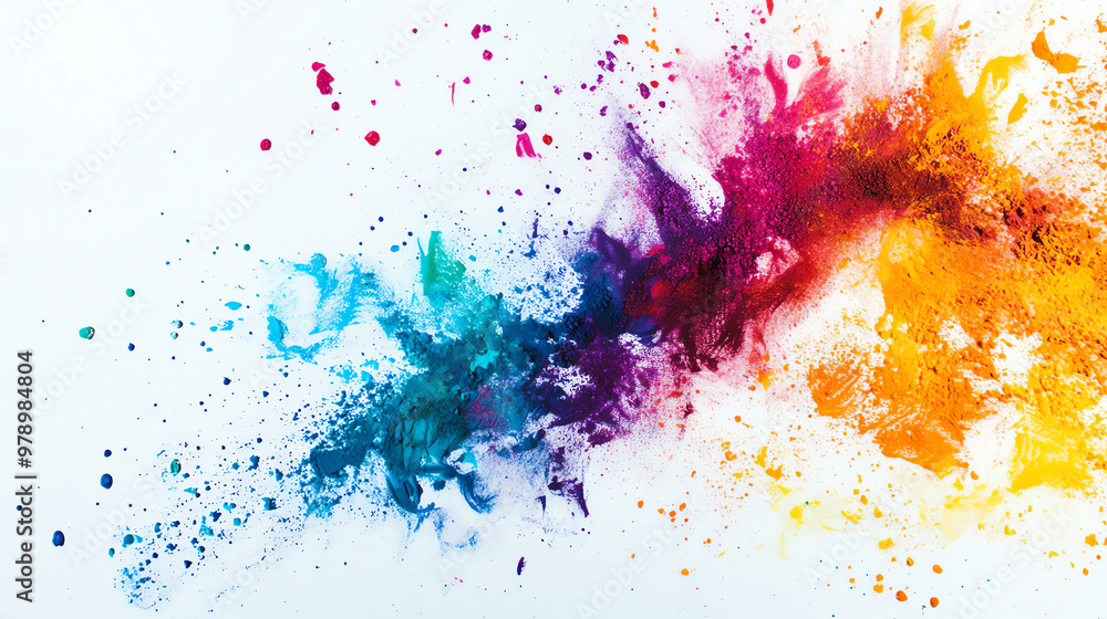 Abstract colorful paint splatters and streaks on white background. Abstract colorful paint splatters and streaks on white background.