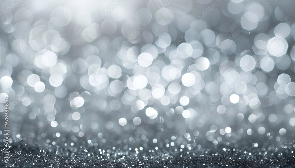 Shiny silver background with magical bokeh effect Shiny silver background with magical bokeh effect