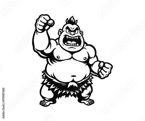 Big angry cartoon troll vector
