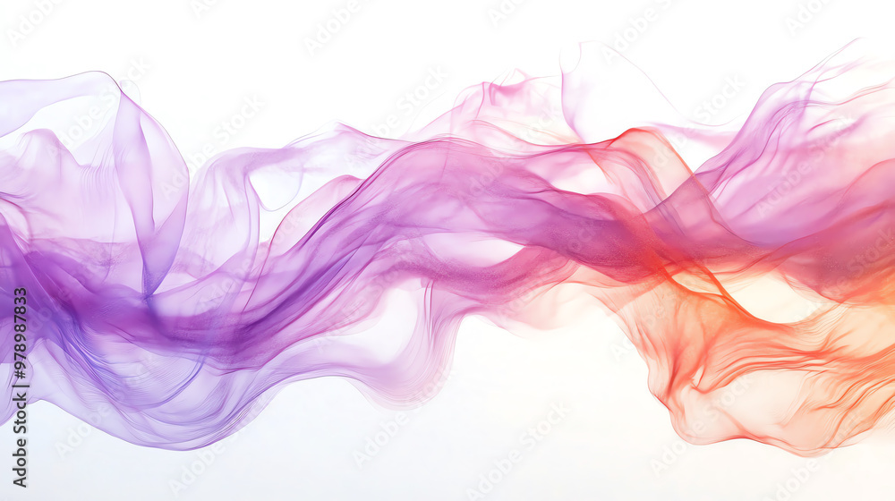 Abstract colorful smoke flowing in a wave pattern against a white background. Abstract colorful smoke flowing in a wave pattern against a white background.