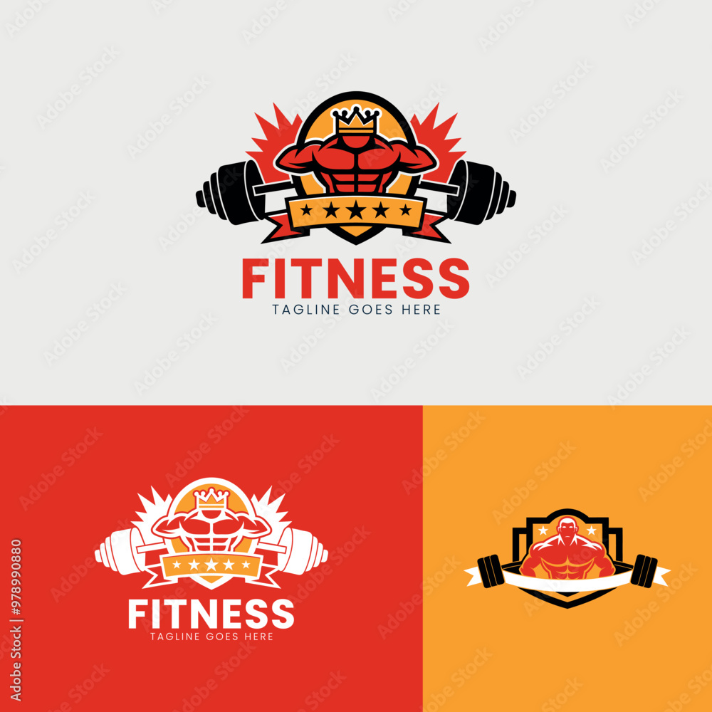 Obraz premium Fitness logo template flat style
