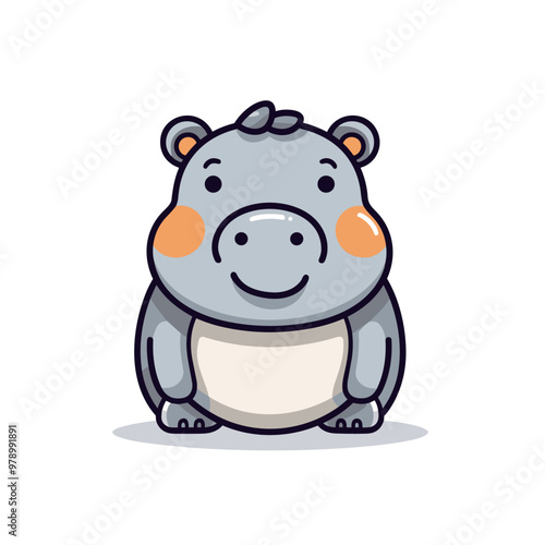 Hippopotamus hand-drawn kids comic illustration. Cute vector doodle style cartoon illustration.