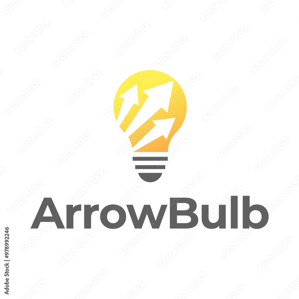Simple electrical bulb with arrow symbol logo. Simple electrical bulb with arrow symbol logo.