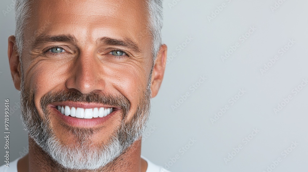 Portrait of a Smiling Mature Man with White Hair and a Beard Portrait of a Smiling Mature Man with White Hair and a Beard