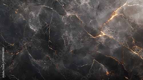 Rich black marble with sleek gold veins creating an elegant pattern