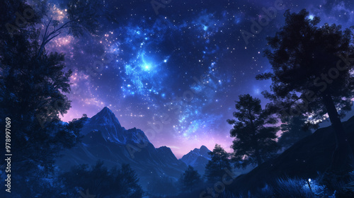 Background tile image of night magic sky palewave, magic
