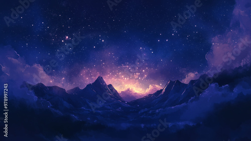 Background tile image of night magic sky palewave, magic
 photo