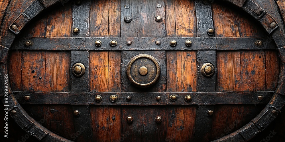 Fototapeta premium Rustic wooden barrel background with aged texture perfect for winery or brewery