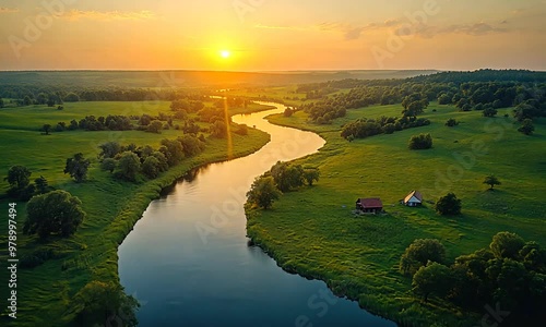 Wallpaper Mural Sunset River Landscape Torontodigital.ca