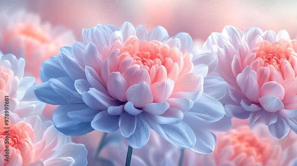 Seamless Abstract Chrysanthemum Flower Pattern in Soft Pastel Colors for Backgrounds, Textiles, and Designs Seamless Abstract Chrysanthemum Flower Pattern in Soft Pastel Colors for Backgrounds, Textiles, and Designs