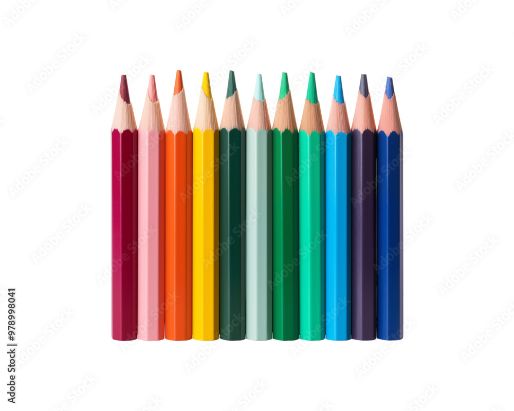 A row of sharpened colored pencils is ideal for educational materials, school supplies, stationary, art projects, coloring books, and creative designs. Generative AI A row of sharpened colored pencils is ideal for educational materials, school supplies, stationary, art projects, coloring books, and creative designs. Generative AI