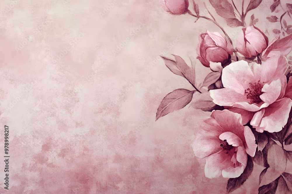 A soft, floral design featuring pink flowers and a textured background, ideal for decoration. A soft, floral design featuring pink flowers and a textured background, ideal for decoration.