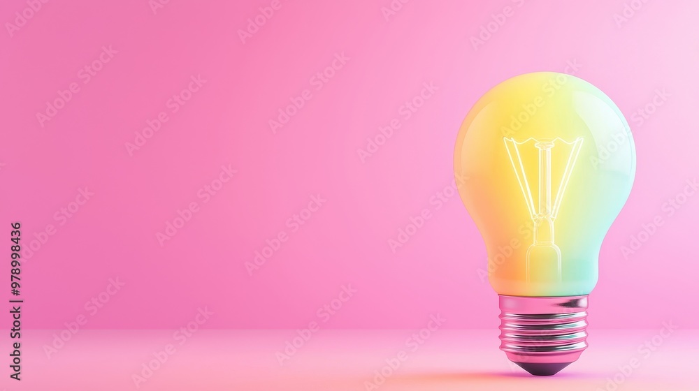 Light Bulb Idea Minimal Pink Background Light Bulb Idea Minimal Pink Background