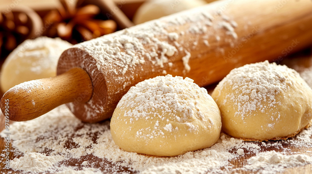 Fresh dough ready for baking on a wooden surface Fresh dough ready for baking on a wooden surface