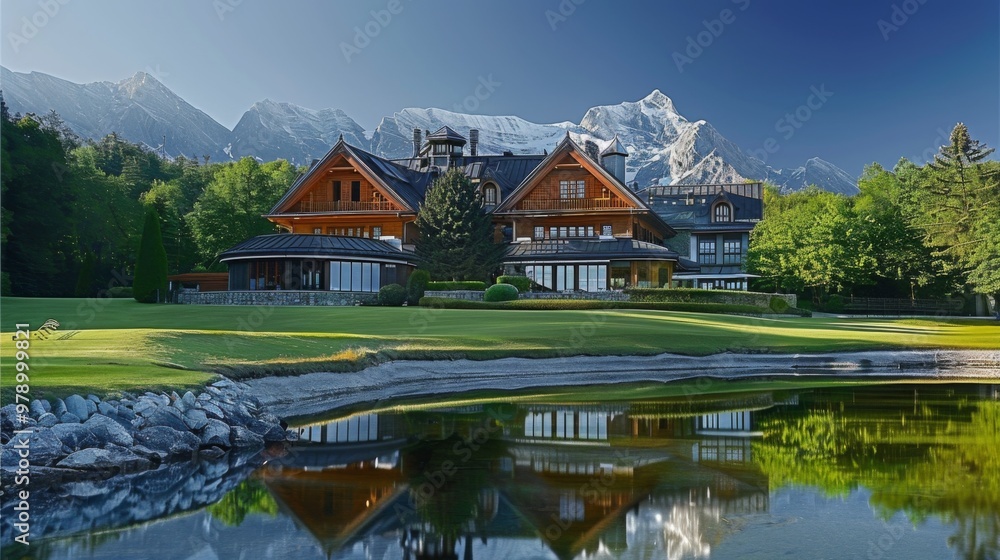 Naklejka premium Luxury Mountain Retreat with Stunning Views