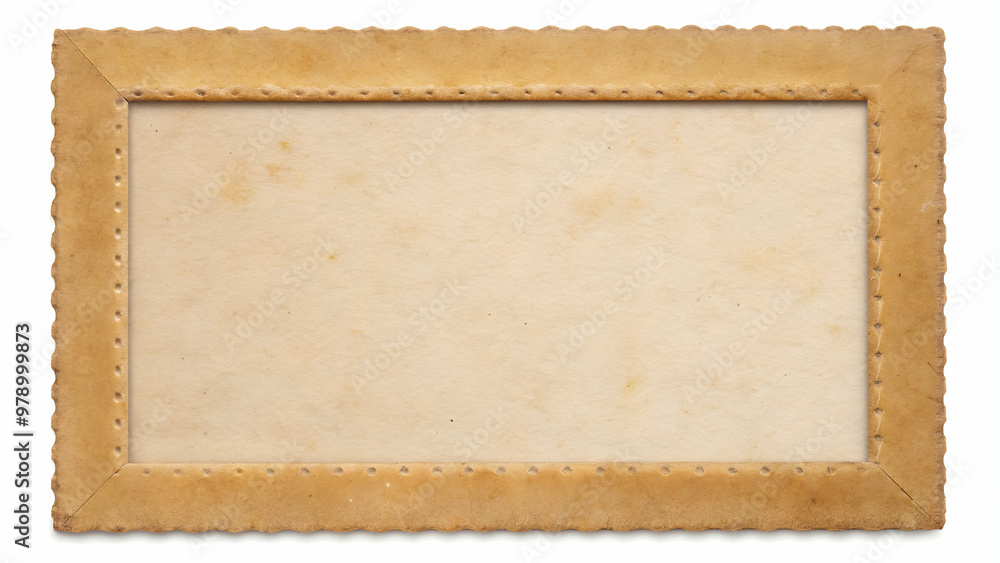 Fototapeta premium Vintage photo frame made of used paper card isolated on white background, vintage, photo frame,paper card, antique, retro