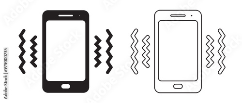 Mobile phone, Smartphone, vibrating or ringing flat or line icon, vector.  Smartphone ringtone symbols for app, logo, website design. Vibration mode phone icon vector, Cellphone vibrating symbol.