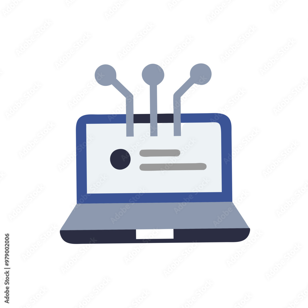 Laptop with digital connection lines and modern technology illustration in blue and gray colors
Laptop with digital connection lines and modern technology illustration in blue and gray colors