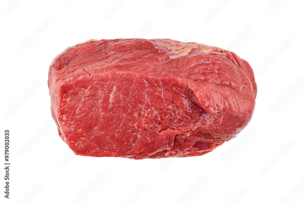 Piece of meat, meat pulp, raw meat, top view on a white background, isolated Piece of meat, meat pulp, raw meat, top view on a white background, isolated
