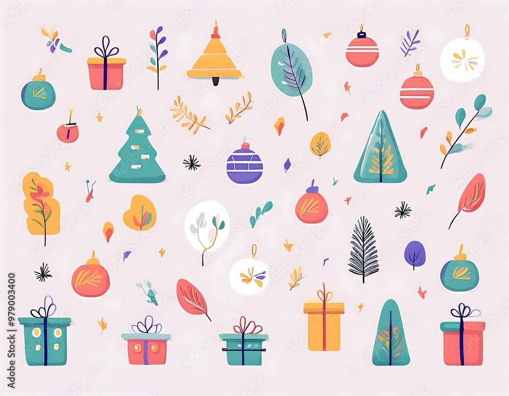 background Christmas pattern seamless, festive elements such as snowflakes, candy canes, Christmas trees, ornaments, stars, and gifts. The design showcases a joyful holiday theme with vibrant red background Christmas pattern seamless, festive elements such as snowflakes, candy canes, Christmas trees, ornaments, stars, and gifts. The design showcases a joyful holiday theme with vibrant red