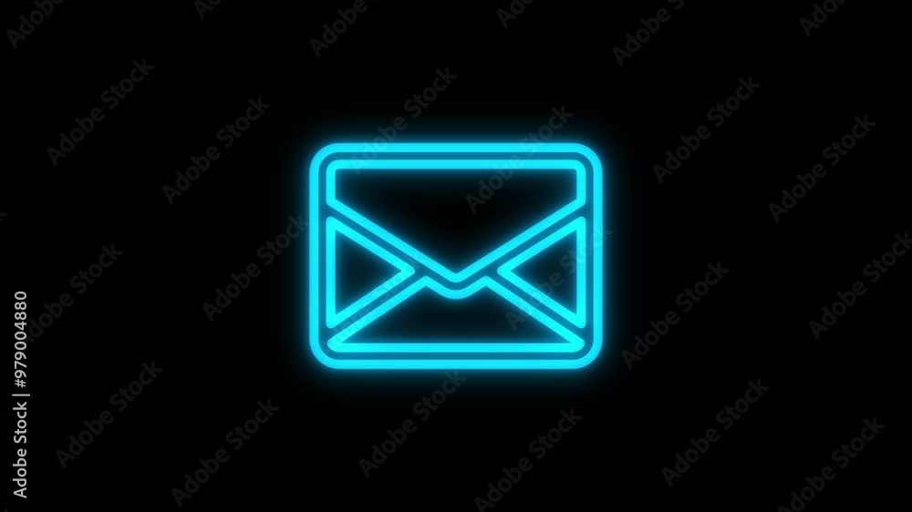 Neon mail icon. Message icon. Mail envelope, incoming mail, animation for sending mail icon. Neon mail icon. Message icon. Mail envelope, incoming mail, animation for sending mail icon.