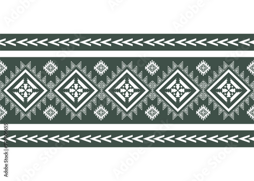 Green and white Geometric Ethnic, Traditional, abstract, seamless, pattern design for wrap, carpet, decorative, wallpaper, fashion, fabric, illustration, Navajo native