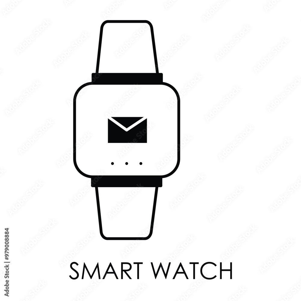 Vector icon for smart watch. Depicts a modern smart watch designed for tracking notifications, fitness, and daily activities. Vector icon for smart watch. Depicts a modern smart watch designed for tracking notifications, fitness, and daily activities.