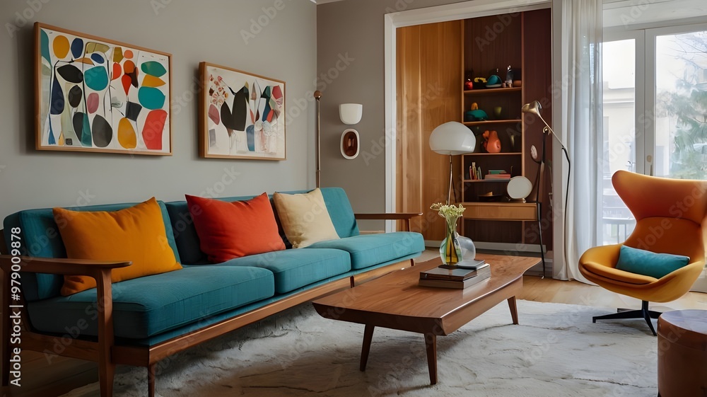 mid century scandinavian interior design of modern living room mid century scandinavian interior design of modern living room