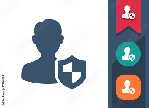 Man Icon. User, Avatar, Shield, Security, Life Insurance