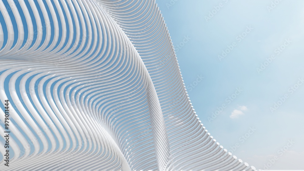 Abstract metallic curve waves background 3d render Abstract metallic curve waves background 3d render