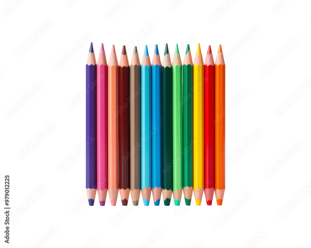 A row of sharpened colored pencils is ideal for educational materials, school supplies, stationary, art projects, coloring books, and creative designs. Generative AI A row of sharpened colored pencils is ideal for educational materials, school supplies, stationary, art projects, coloring books, and creative designs. Generative AI