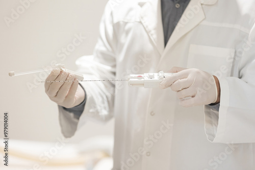 Canvas Print Doctor prepare prostate cancer biopsy device for use