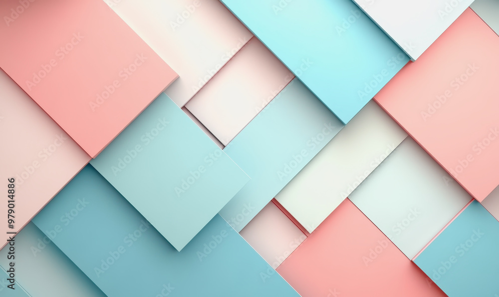 Pastel geometric abstract background with pink, blue, white rectangles in modern design Pastel geometric abstract background with pink, blue, white rectangles in modern design