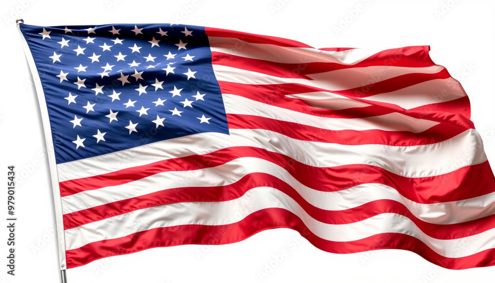 Fototapeta premium Waving American Flag Symbolizing Freedom and Patriotism: Isolated Illustration on White Background