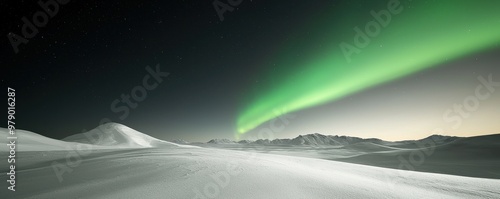 A stunning view of the aurora borealis dancing over a snowy landscape at night, showcasing nature's breathtaking beauty.